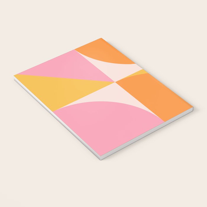 Mid Century Modern Scandinavian Geometric Abstract 354 Pink Yellow and Orange Notebook Gallery Image 3