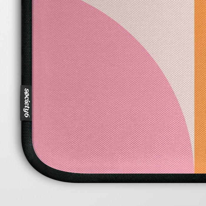 Mid Century Modern Scandinavian Geometric Abstract 354 Pink Yellow and Orange Laptop Sleeve Gallery Image 3