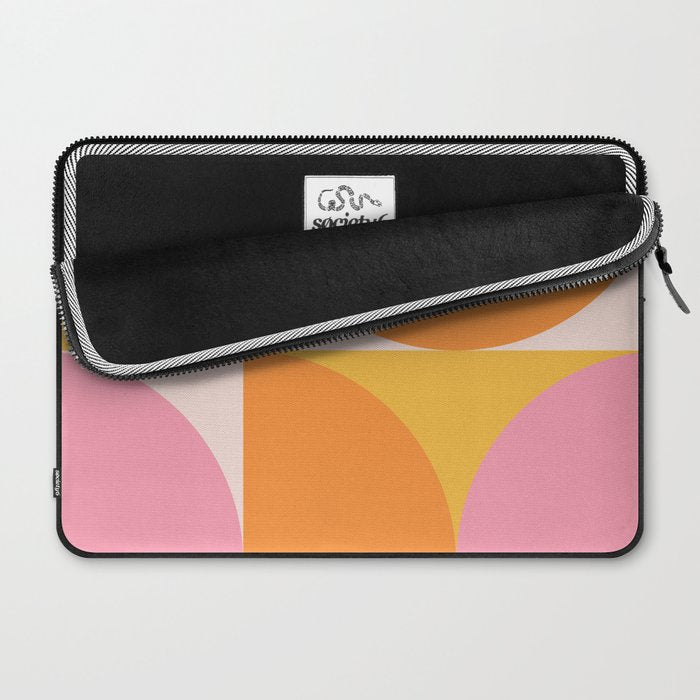 Mid Century Modern Scandinavian Geometric Abstract 354 Pink Yellow and Orange Laptop Sleeve Gallery Image 2