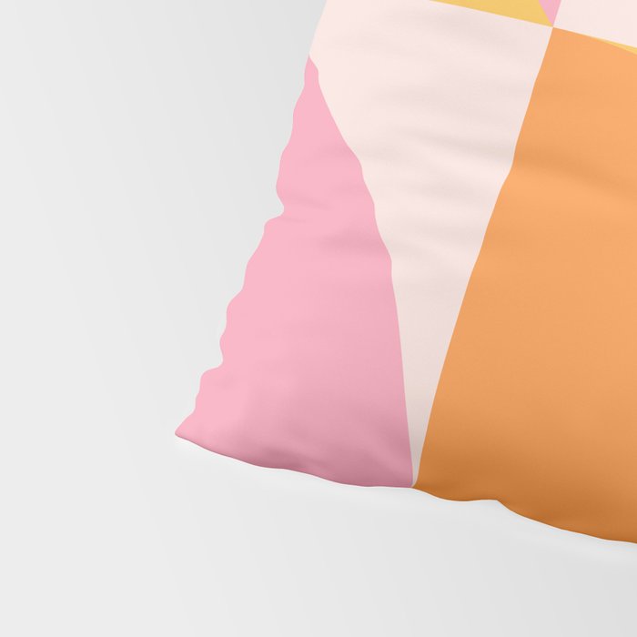 Mid Century Modern Scandinavian Geometric Abstract 354 Pink Yellow and Orange Pillow Sham Gallery Image 4