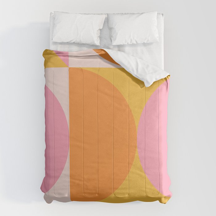 Mid Century Modern Scandinavian Geometric Abstract 354 Pink Yellow and Orange Comforter Gallery Image 6