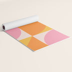 Mid Century Modern Scandinavian Geometric Abstract 354 Pink Yellow and Orange Yoga Mat Gallery Image 2