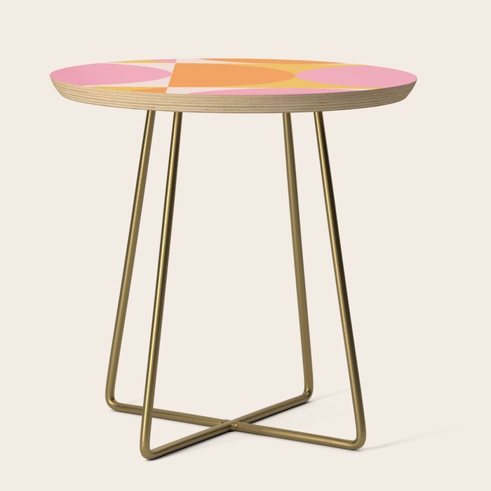 Mid Century Modern Scandinavian Geometric Abstract 354 Pink Yellow and Orange Side Table Gallery Image 1