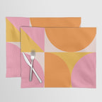 Mid Century Modern Scandinavian Geometric Abstract 354 Pink Yellow and Orange Placemat Gallery Image 1