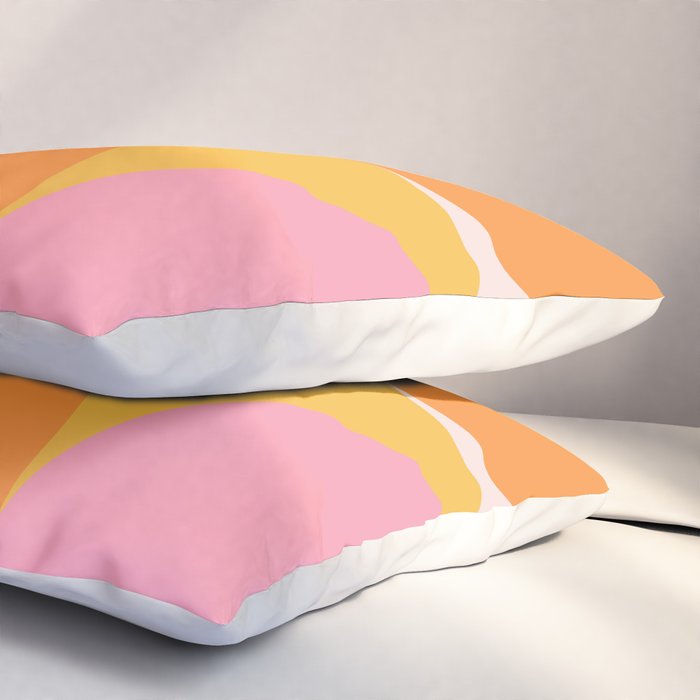 Mid Century Modern Scandinavian Geometric Abstract 354 Pink Yellow and Orange Pillow Sham Gallery Image 3