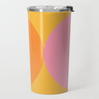 Mid Century Modern Scandinavian Geometric Abstract 354 Pink Yellow and Orange Travel Mug Gallery Image 2