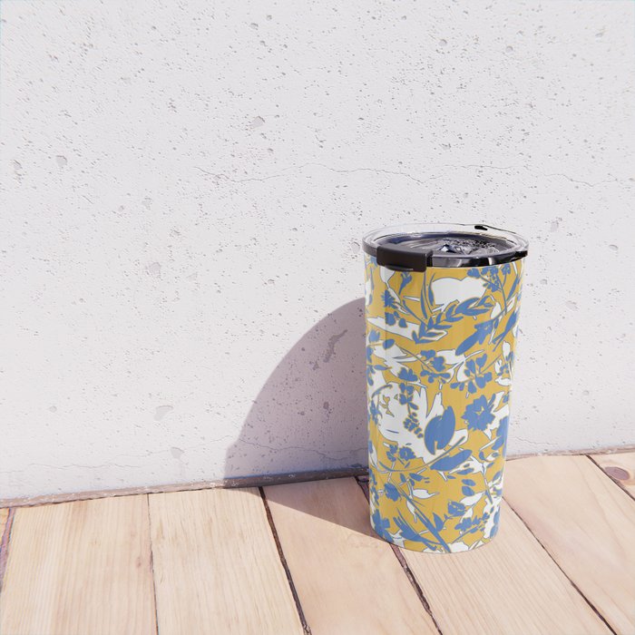 Simplistic silhouette flowers YB Travel Mug Gallery Image 4