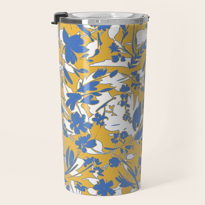 Simplistic silhouette flowers YB Travel Mug Gallery Image 3