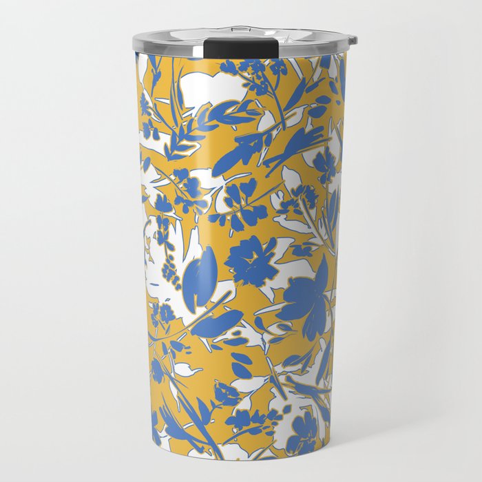 Simplistic silhouette flowers YB Travel Mug Gallery Image 1