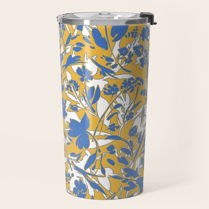 Simplistic silhouette flowers YB Travel Mug Gallery Image 2