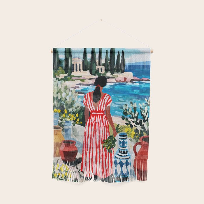 Red Dress by the Sea Wall Hanging Gallery Image 1