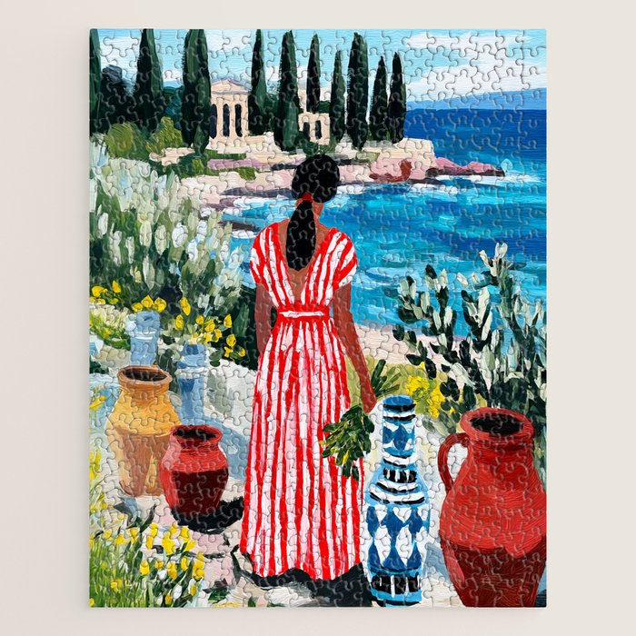 Red Dress by the Sea Jigsaw Puzzle Gallery Image 1
