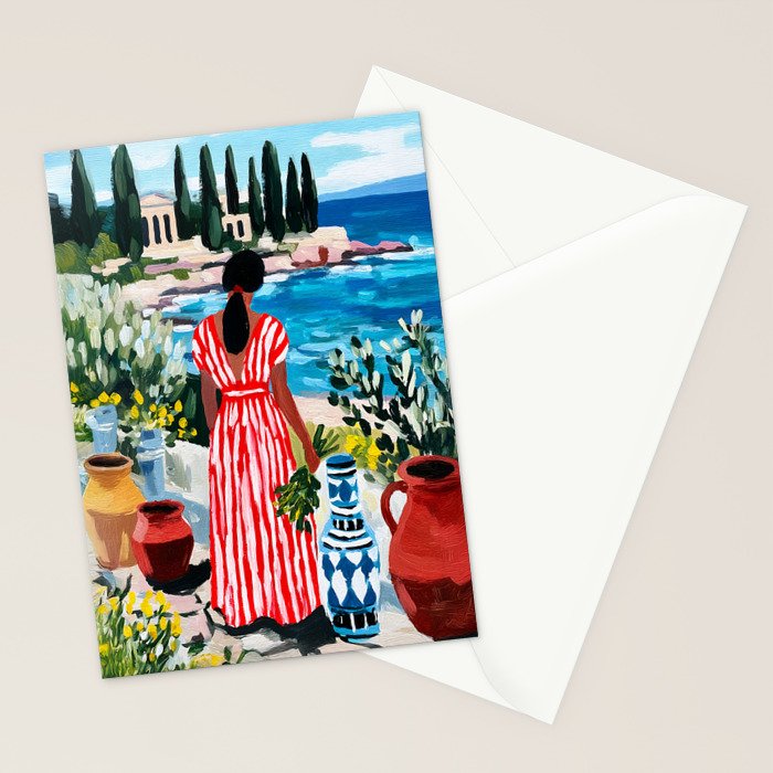 Red Dress by the Sea Stationery Card Gallery Image 2