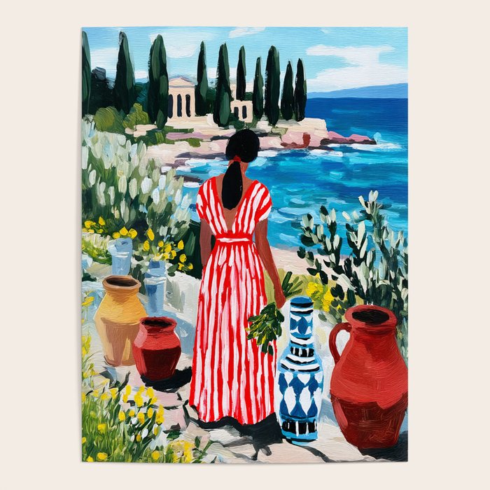 Red Dress by the Sea Poster Gallery Image 1