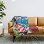 Red Dress by the Sea Throw Blanket Gallery Image 1
