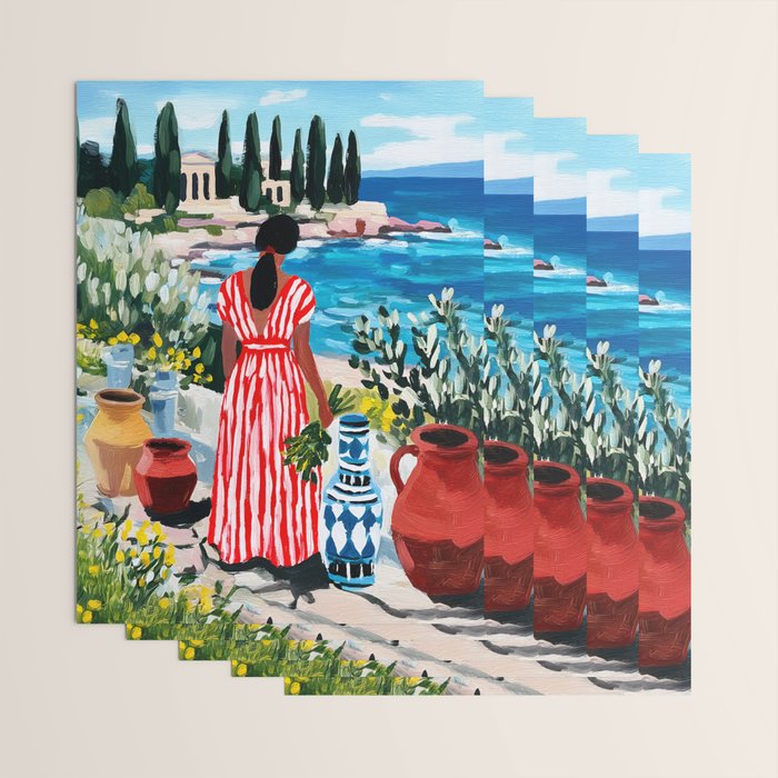 Red Dress by the Sea Wrapping Paper Gallery Image 3