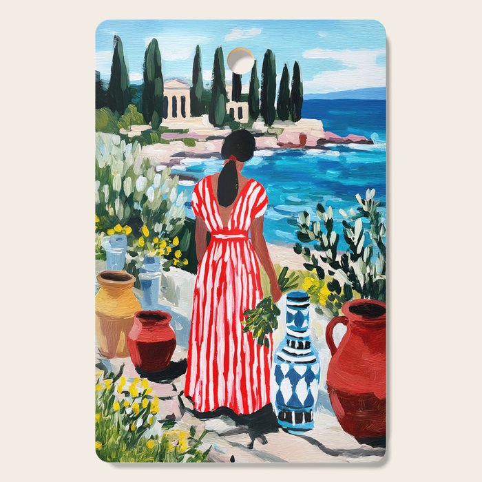 Red Dress by the Sea Cutting Board Gallery Image 1