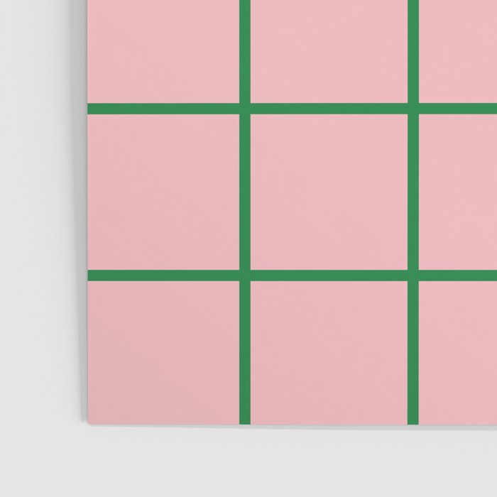 Grid Lines Pink and Green Cute Basic Geometric Pattern Poster Gallery Image 3