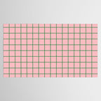 Grid Lines Pink and Green Cute Basic Geometric Pattern Tablecloth Gallery Image 2