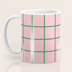 Grid Lines Pink and Green Cute Basic Geometric Pattern Coffee Mug Gallery Image 3