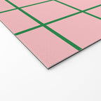 Grid Lines Pink and Green Cute Basic Geometric Pattern Welcome Mat Gallery Image 2