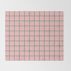 Grid Lines Pink and Green Cute Basic Geometric Pattern Throw Blanket Gallery Image 2