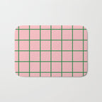 Grid Lines Pink and Green Cute Basic Geometric Pattern Bath Mat Gallery Image 1