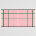 Grid Lines Pink and Green Cute Basic Geometric Pattern Desk Mat Gallery Image 3