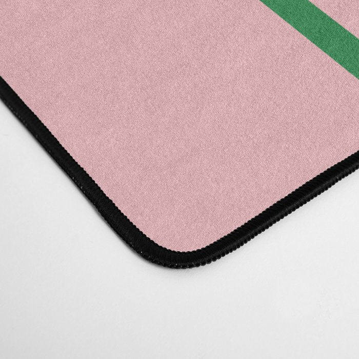 Grid Lines Pink and Green Cute Basic Geometric Pattern Desk Mat Gallery Image 4