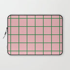 Grid Lines Pink and Green Cute Basic Geometric Pattern Laptop Sleeve Gallery Image 1