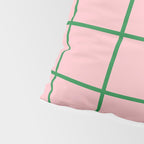 Grid Lines Pink and Green Cute Basic Geometric Pattern Pillow Sham Gallery Image 4