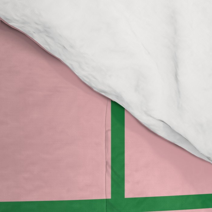 Grid Lines Pink and Green Cute Basic Geometric Pattern Comforter Gallery Image 4