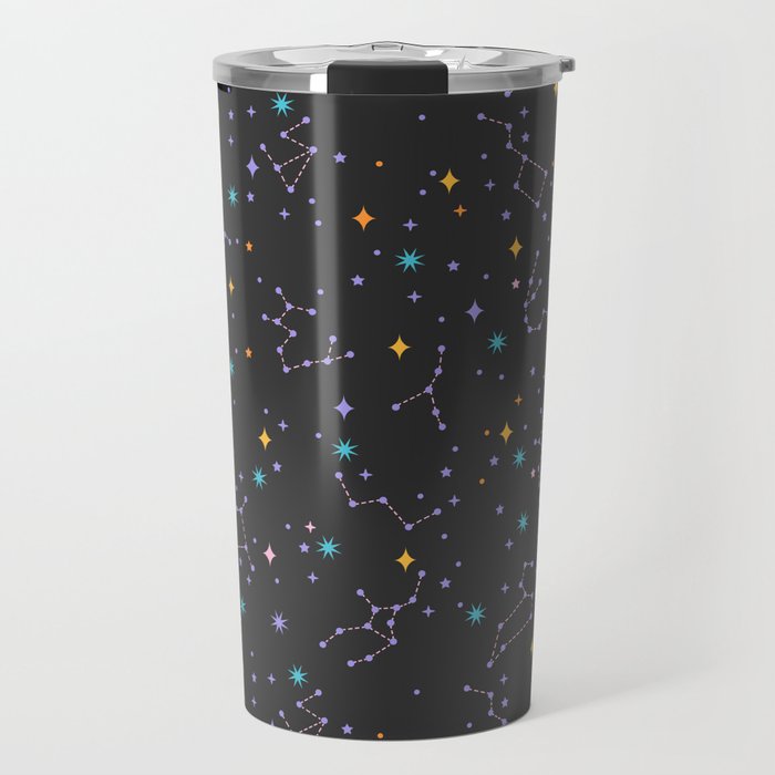 Colorful Night Sky on Black Travel Mug Gallery Image 1