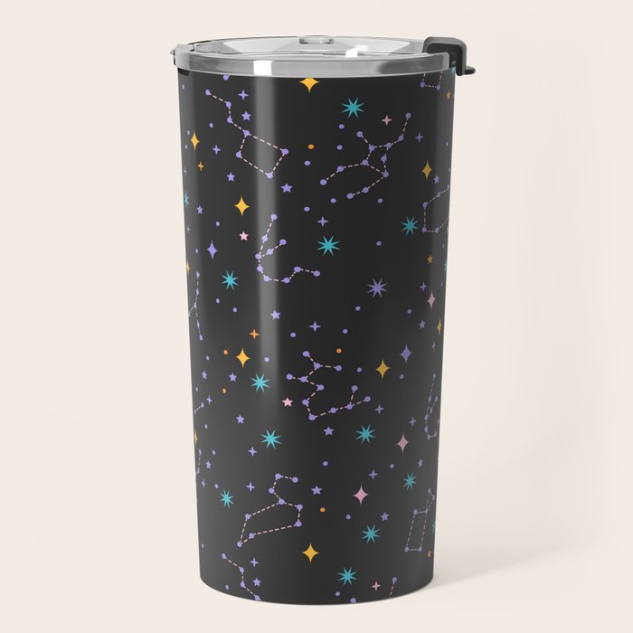 Colorful Night Sky on Black Travel Mug Gallery Image 2