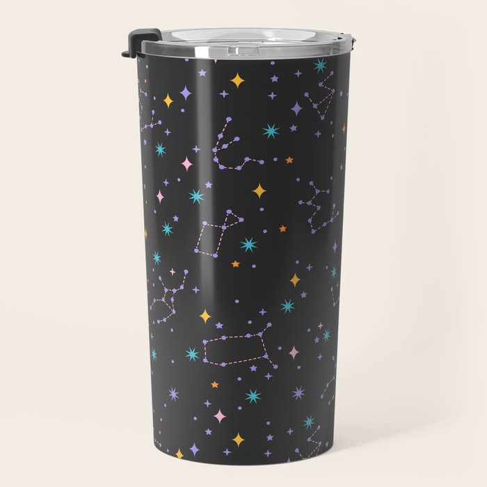 Colorful Night Sky on Black Travel Mug Gallery Image 3