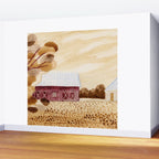 Rustic Country Barn Painting in Yellow Ochre & Brown Wall Mural Gallery Image 2