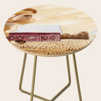 Rustic Country Barn Painting in Yellow Ochre & Brown Side Table Gallery Image 2