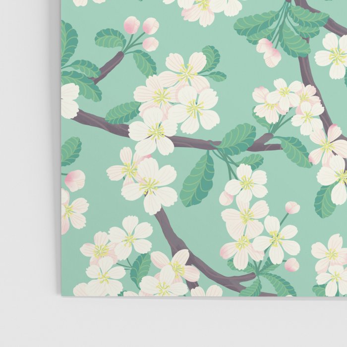 Apple Blossoms Pattern on Green Poster Gallery Image 3