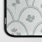 Rustic scallop floral block print - dusty mint pastel green pattern Laptop Sleeve Gallery Image 3