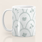 Rustic scallop floral block print - dusty mint pastel green pattern Coffee Mug Gallery Image 3
