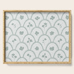 Rustic scallop floral block print - dusty mint pastel green pattern Serving Tray Gallery Image 1