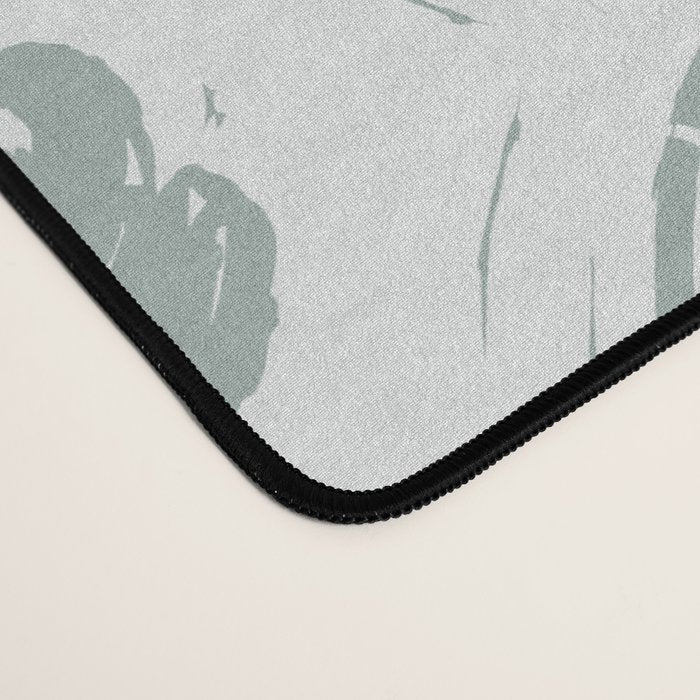 Rustic scallop floral block print - dusty mint pastel green pattern Desk Mat Gallery Image 4