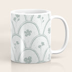 Rustic scallop floral block print - dusty mint pastel green pattern Coffee Mug Gallery Image 1
