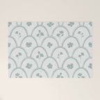 Rustic scallop floral block print - dusty mint pastel green pattern Welcome Mat Gallery Image 1