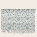 Rustic scallop floral block print - dusty mint pastel green pattern Wall Hanging Gallery Image 1