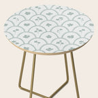 Rustic scallop floral block print - dusty mint pastel green pattern Side Table Gallery Image 2