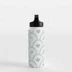 Rustic scallop floral block print - dusty mint pastel green pattern Water Bottle Gallery Image 3