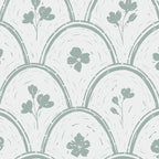 Rustic scallop floral block print - dusty mint pastel green pattern Coffee Mug Gallery Image 2