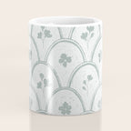 Rustic scallop floral block print - dusty mint pastel green pattern Coffee Mug Gallery Image 4