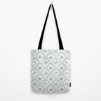 Rustic scallop floral block print - dusty mint pastel green pattern Tote Bag Gallery Image 2